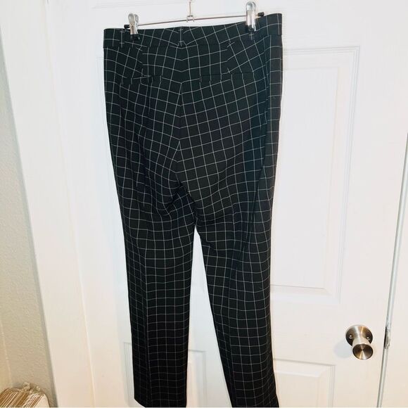 Banana Republic Ryan Slim Straight Fit Washable Windowpane Plaid Pant Black 6 - Picture 7 of 9